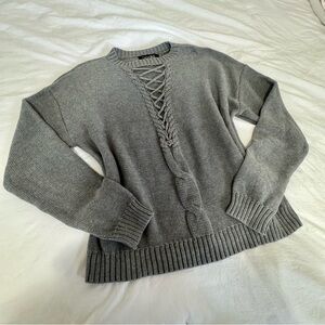 DO+BE Grey Lace Up Sweater